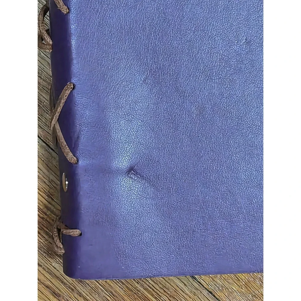 MaleDen Purple Leather Journal Refillable Compass Anchor Nautical Notebook